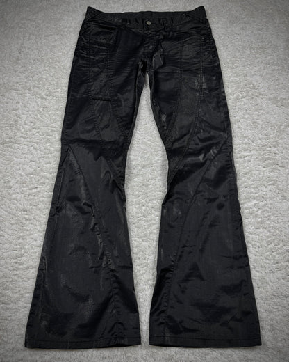 Tornado Mart Python Shimmer Coated Flared Pants