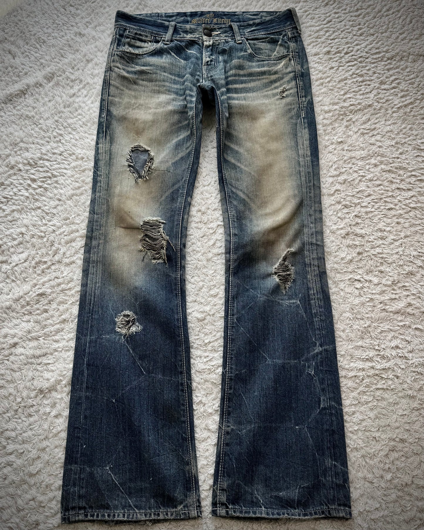 Murder License Mud Whiskered Honeycomb Washed Flared Jeans