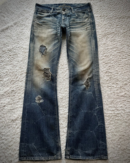 Murder License Mud Whiskered Honeycomb Washed Flared Jeans