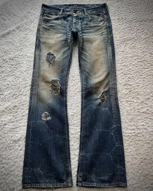 Murder License Mud Whiskered Honeycomb Washed Flared Jeans