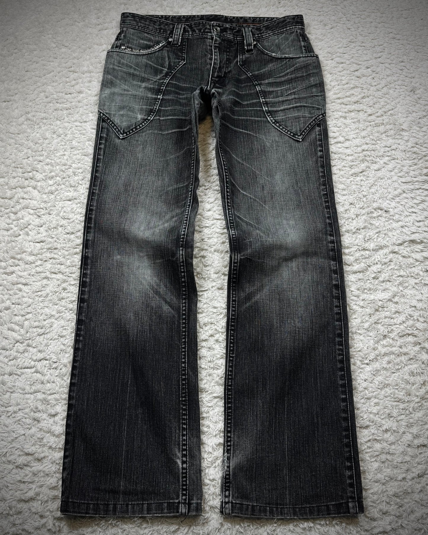 Nicole Club Python Detailed Whisker Washed Bootcut Jeans