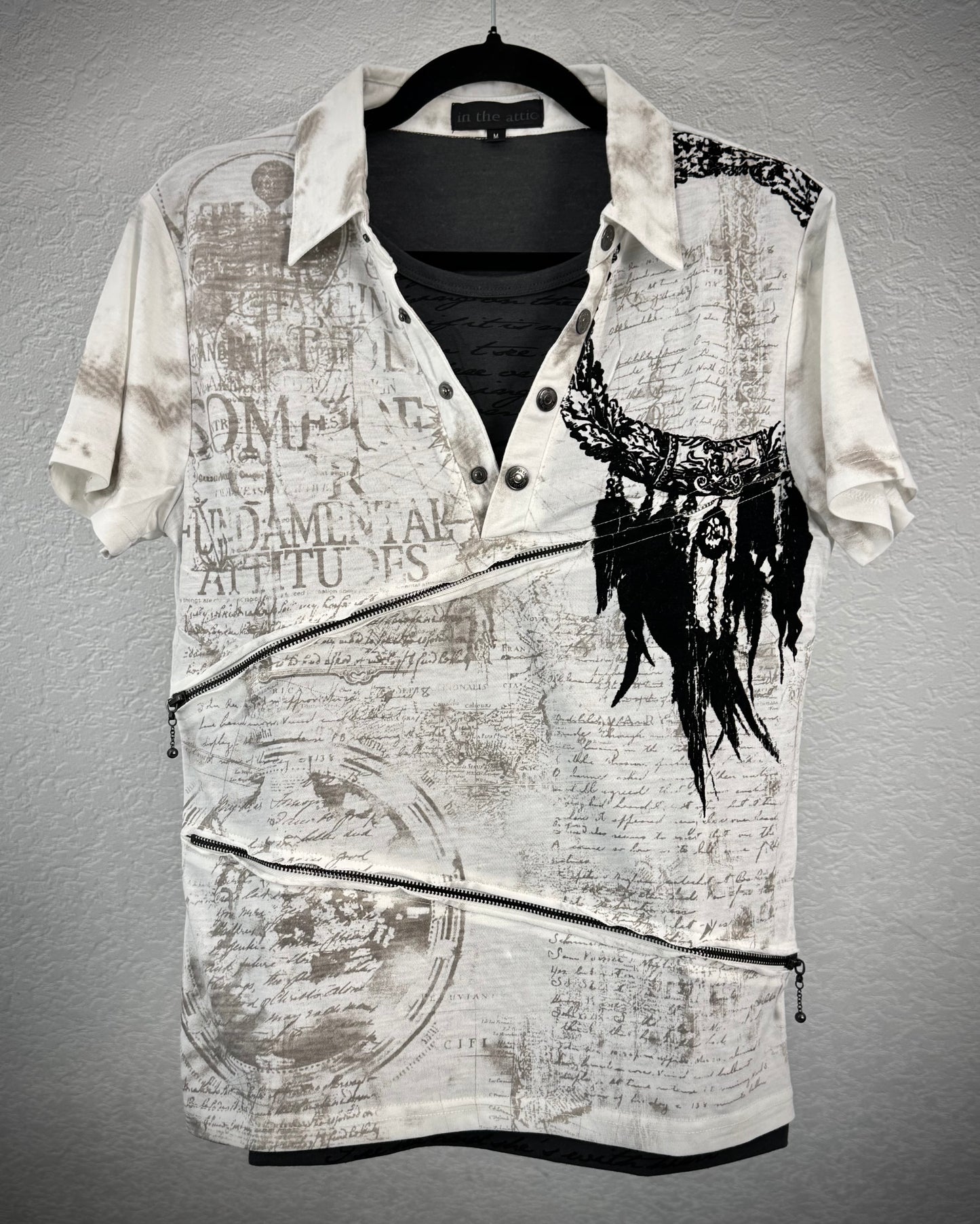 In The Attic Double Layered Poem Polo Shirt