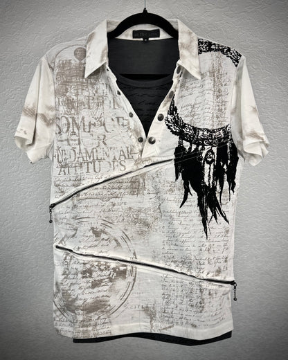 In The Attic Double Layered Poem Polo Shirt