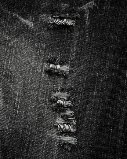 Black Baccara Pierced Shatter Washed Bootcut Jeans