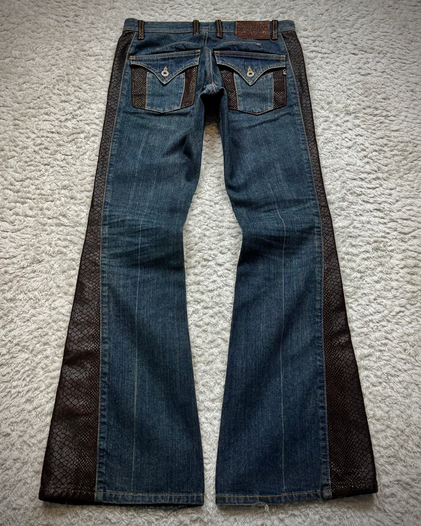 Morgan Homme Python Shimmer Mud Washed Flared Jeans