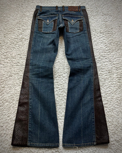 Morgan Homme Python Shimmer Mud Washed Flared Jeans