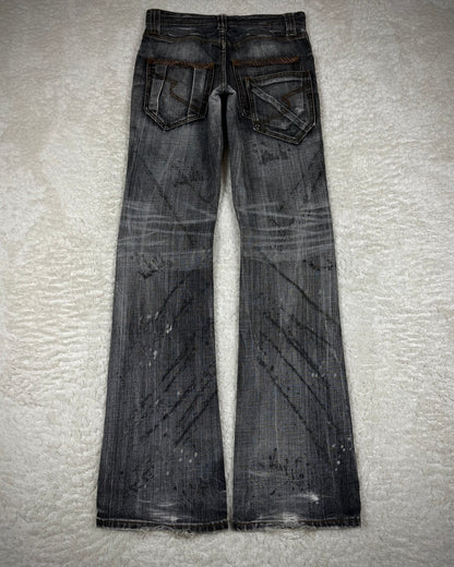 Semantic Design Clawmark Washed Snakeskin Detailed Bootcut Denim