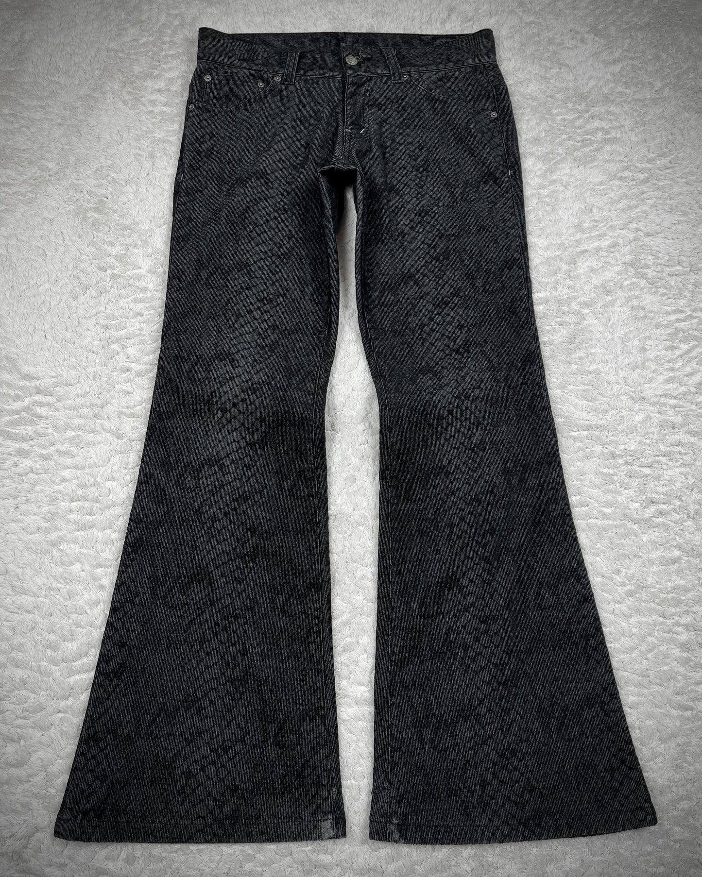 Tornado Mart Shadow Python Pattern Flared Pants