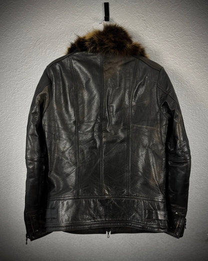 Shellac Fur Collar Leather Jacket