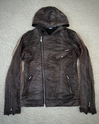 Tornado Mart Double Layered Crocodile Pattern Asymmetrical Jacket