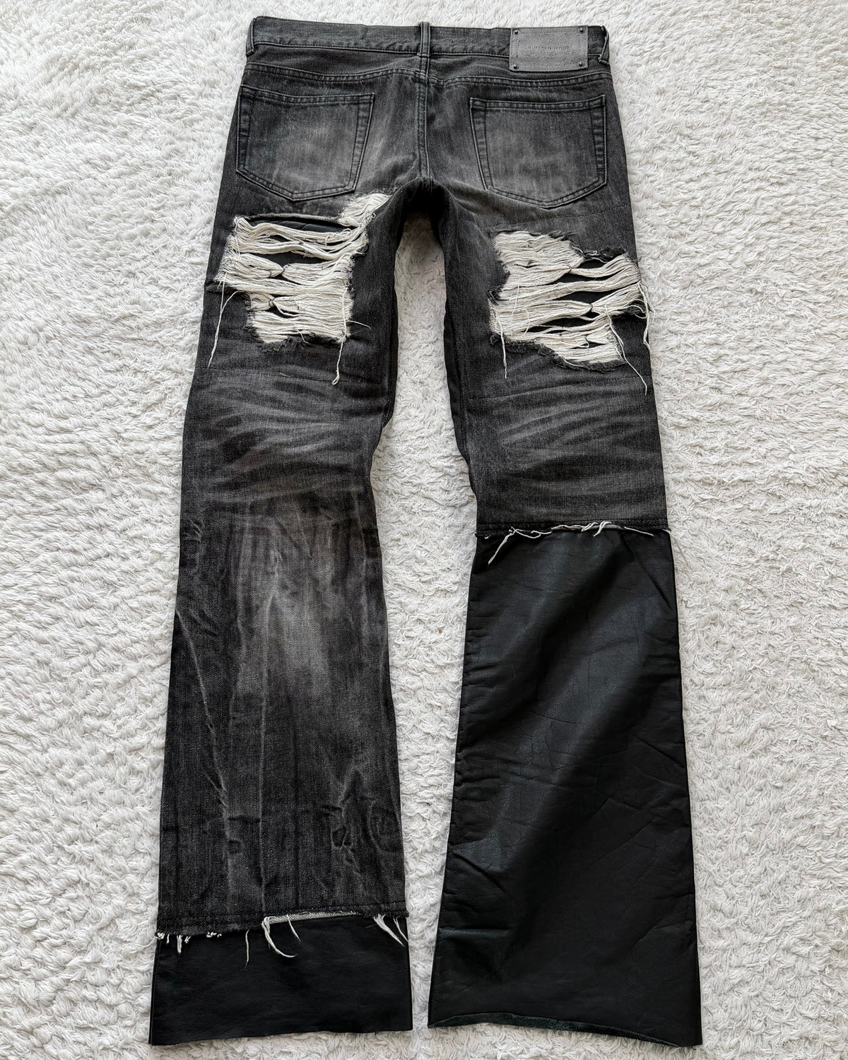 Buffalo Bobs Leather Repaired Pierced Bootcut Jeans