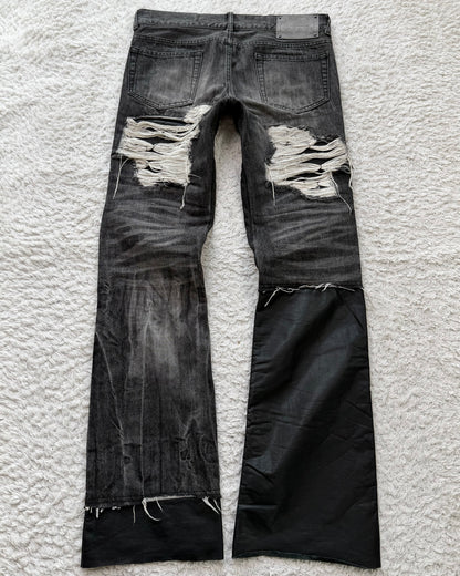 Buffalo Bobs Leather Repaired Pierced Bootcut Jeans
