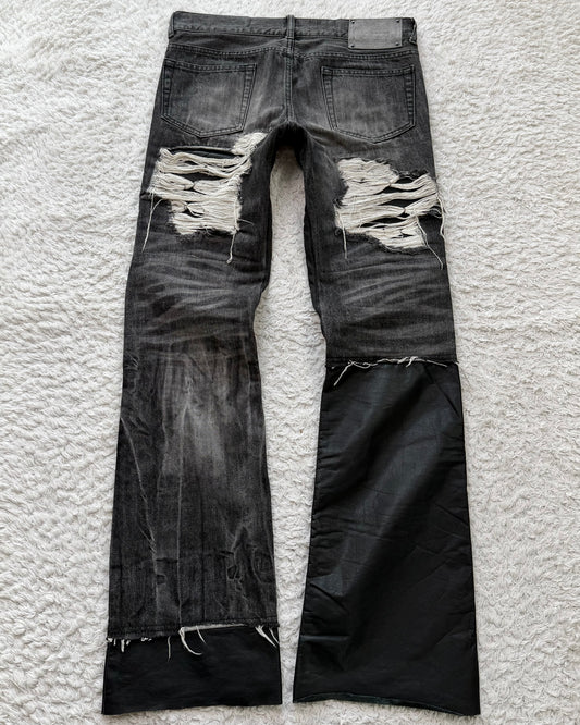 Buffalo Bobs Leather Repaired Pierced Bootcut Jeans