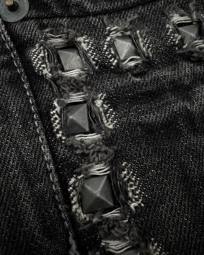 Semantic Design Studded Distressing Flared Jeans