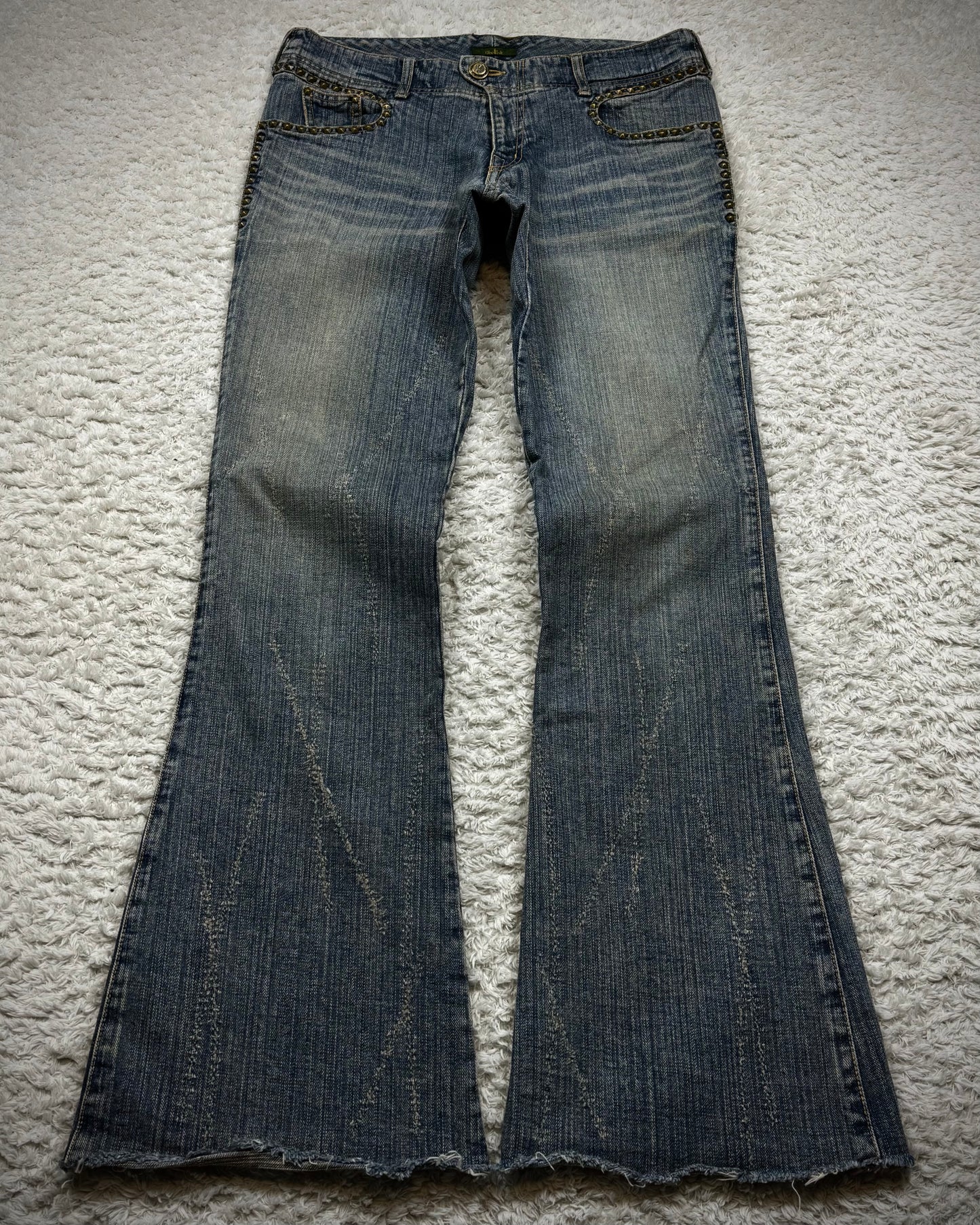 Obelisk Star Studded Vintage Flared Jeans