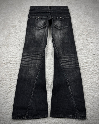 Tornado Mart Clawmark Wash Spiral Flared Jeans