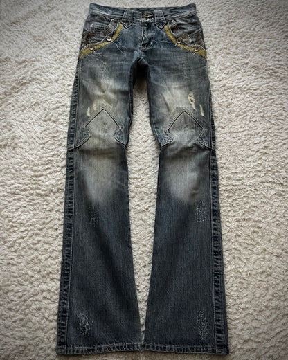 Semantic Design Python Detailed Sword Knee Bootcut Jeans