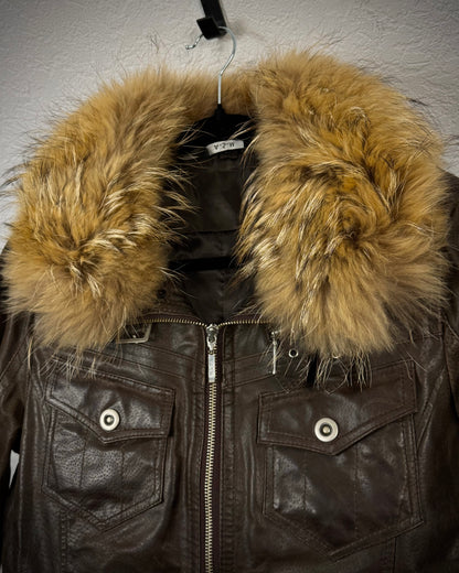 A.S.M Chunky Fur Textured Leather Jacket