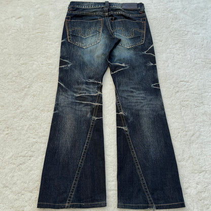 Tornado Mart Washed Spiral Flared Jeans