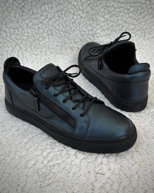 Giuseppe Zanotti Metallic Teal Zippered Sneakers