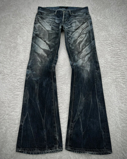Fuga Claw Marks Washed Snakeskin Flared Jeans