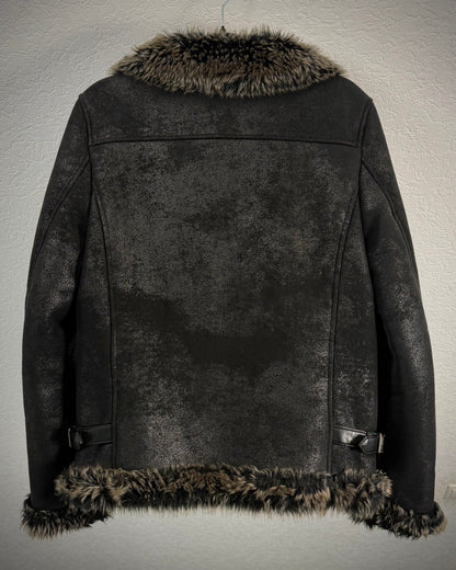 291295=HOMME Luster Textured Full Fur Jacket