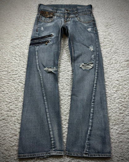 Semantic Design Python Detailed Spiral Flared Jeans