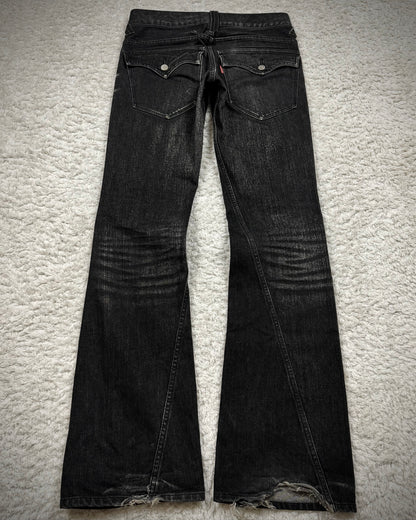 Tornado Mart Clawmark Washed Spiral Flared Jeans