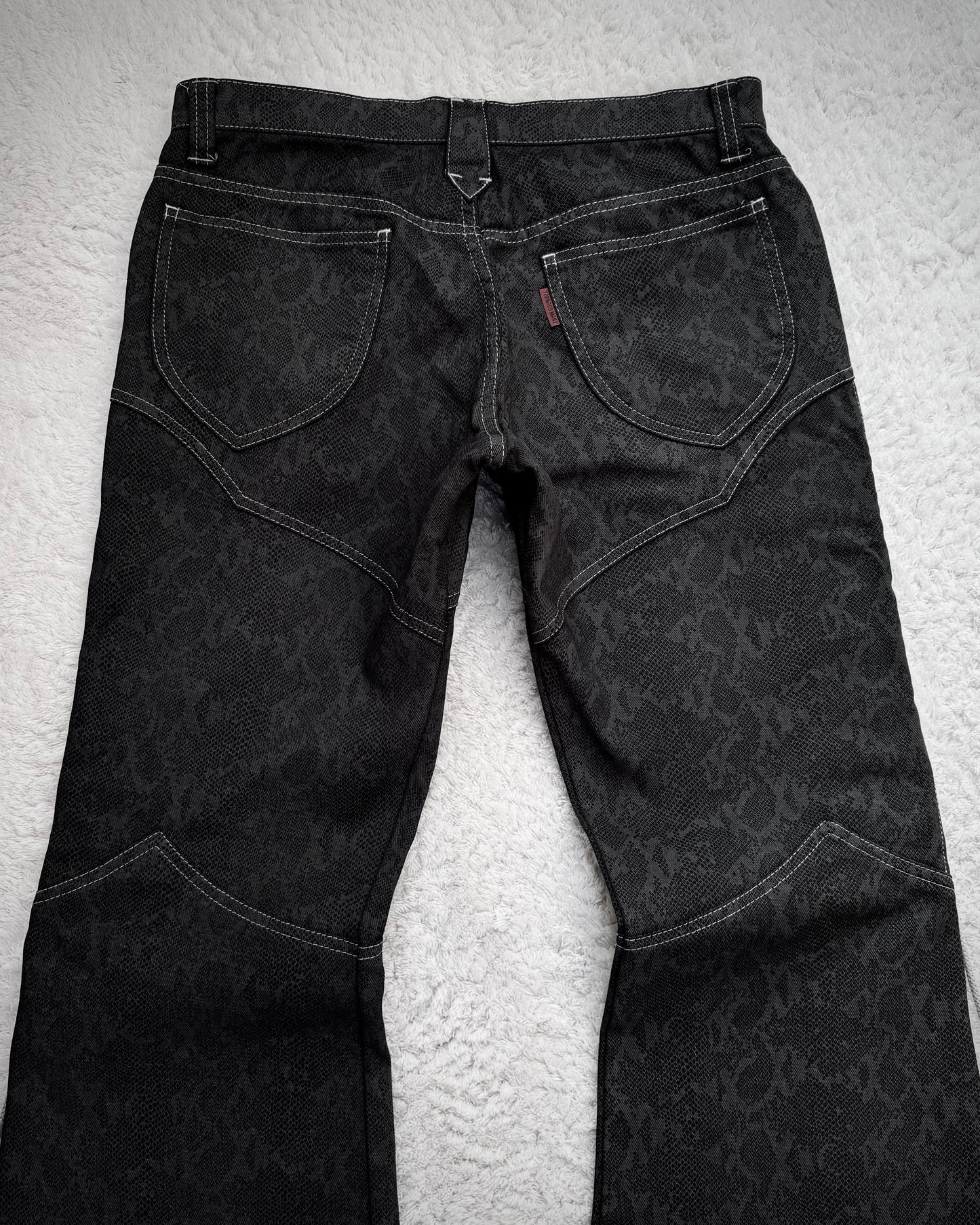 Tornado Mart Python Pattern Lace Up Flared Pants