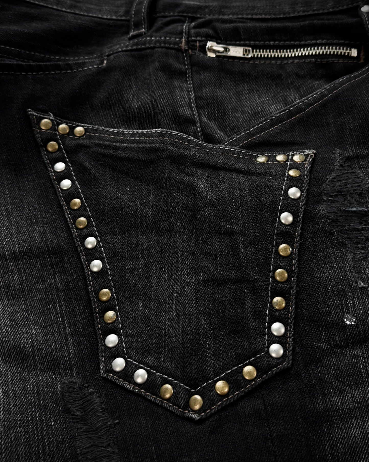 Ikka Silver Splatter Studded Pockets Bootcut Jeans
