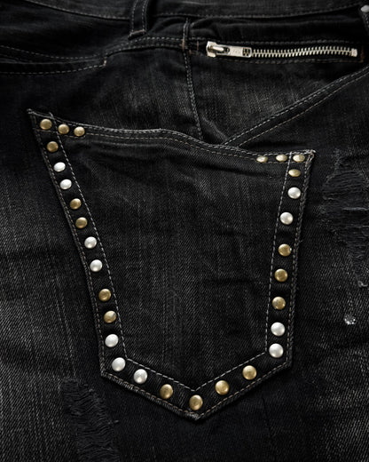 Ikka Silver Splatter Studded Pockets Bootcut Jeans