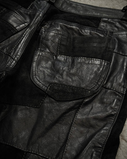 John Cherpas Marquis Flared Leather Patchwork Pants
