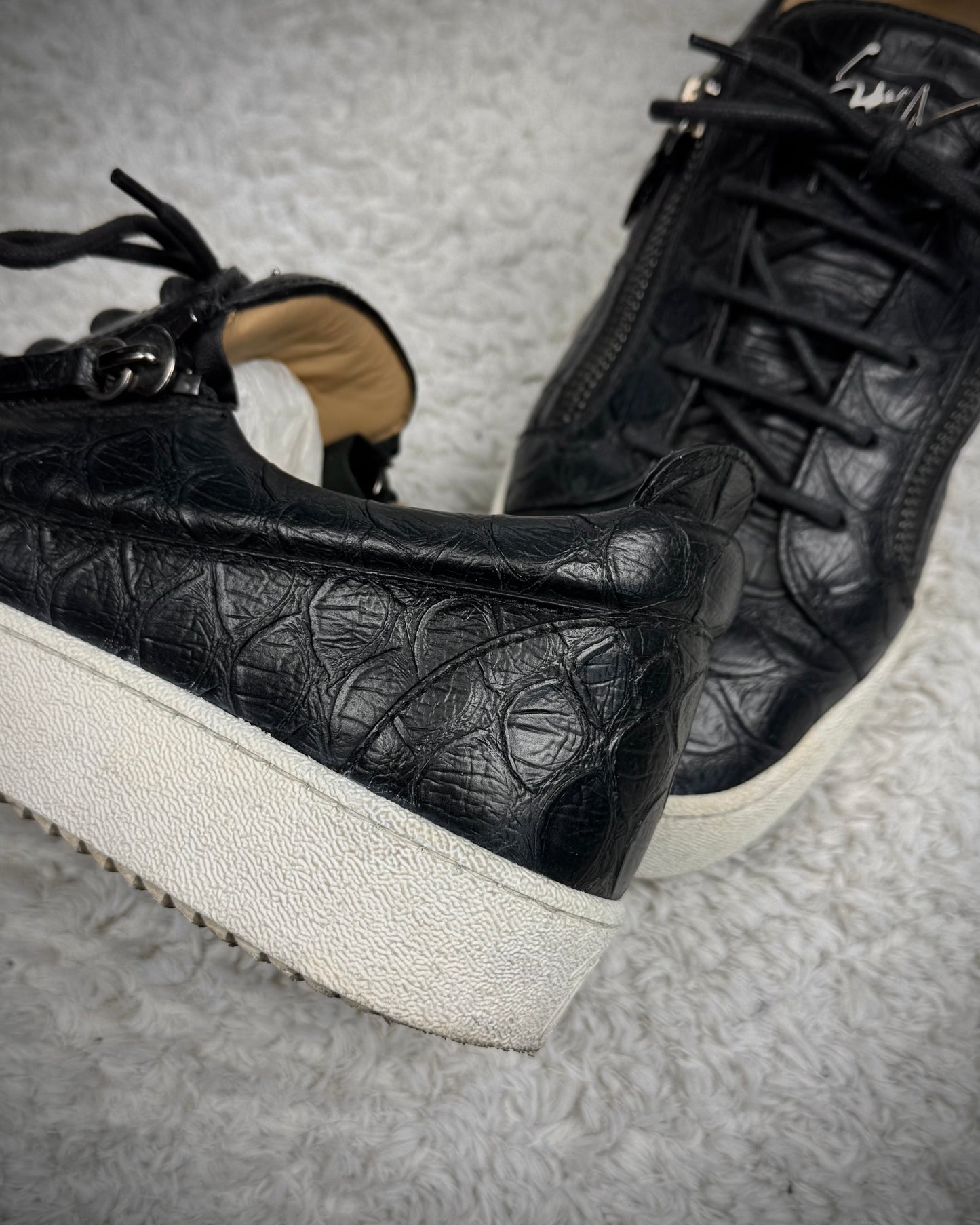 Giuseppe Zanotti Zippered Python Leather Sneakers
