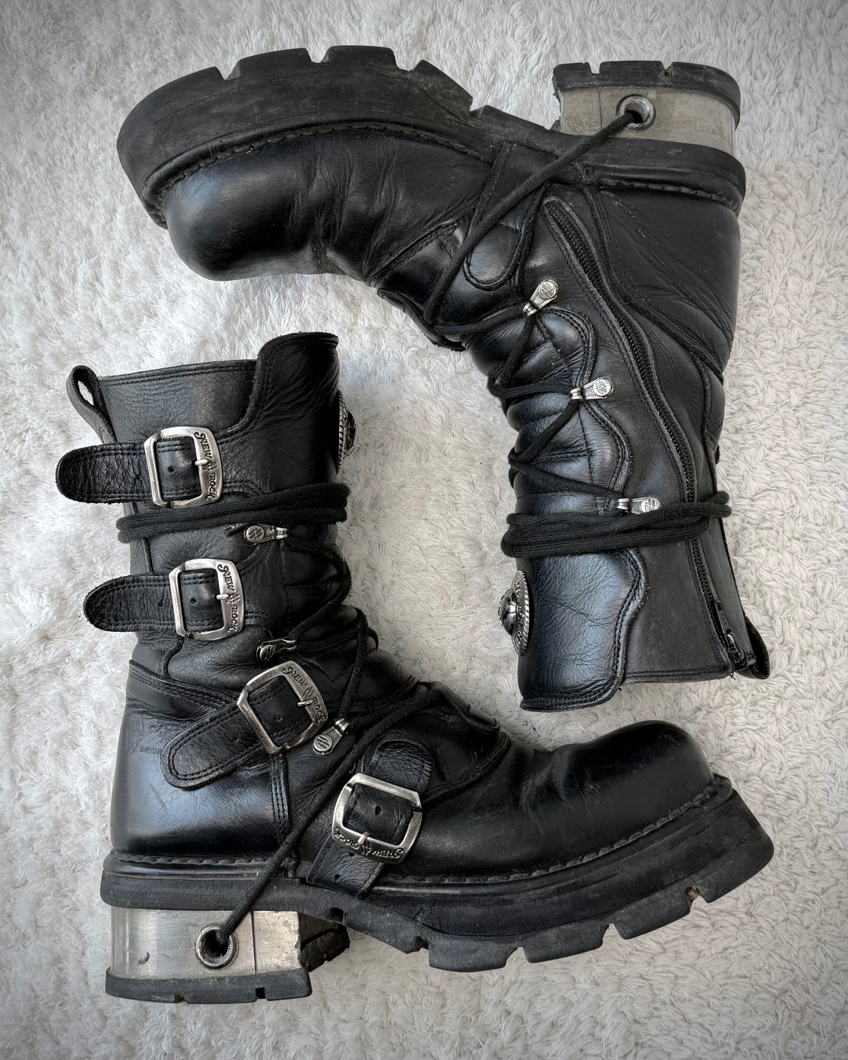 New Rock Steel Heel Leather Boots
