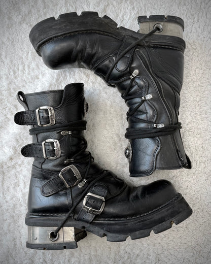 New Rock Steel Heel Leather Boots