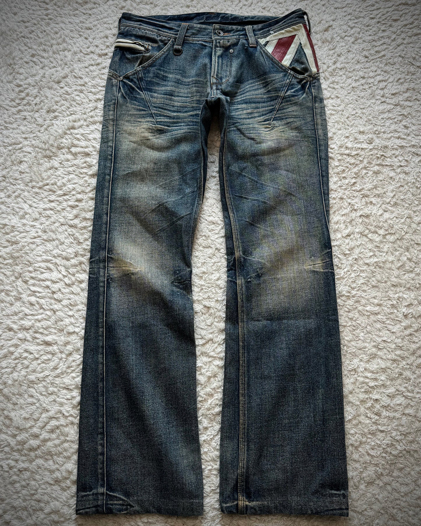 Nicole Club Leather UK Flag Whiskered Denim