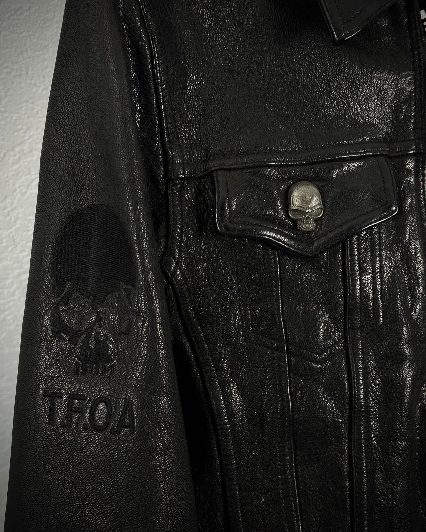 Jack Rose Skull Hardware Goatskin Leather Jacket