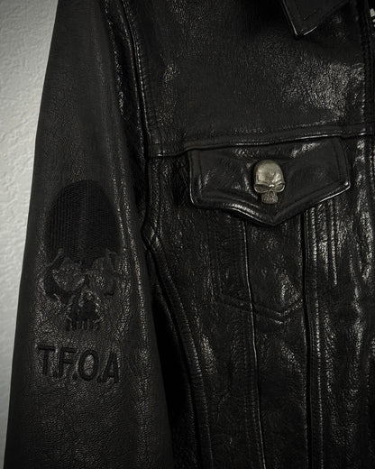Jack Rose Skull Hardware Goatskin Leather Jacket