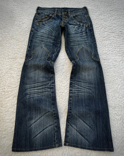 Tornado Mart Western Sword Knee Flared Jeans