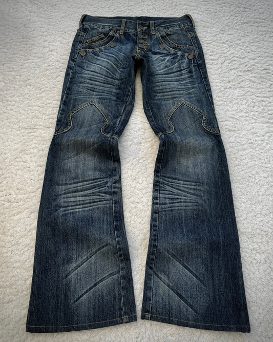 Tornado Mart Western Sword Knee Flared Jeans