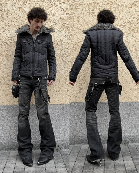 Tornado Mart Clawmark Washed Spiral Flared Jeans