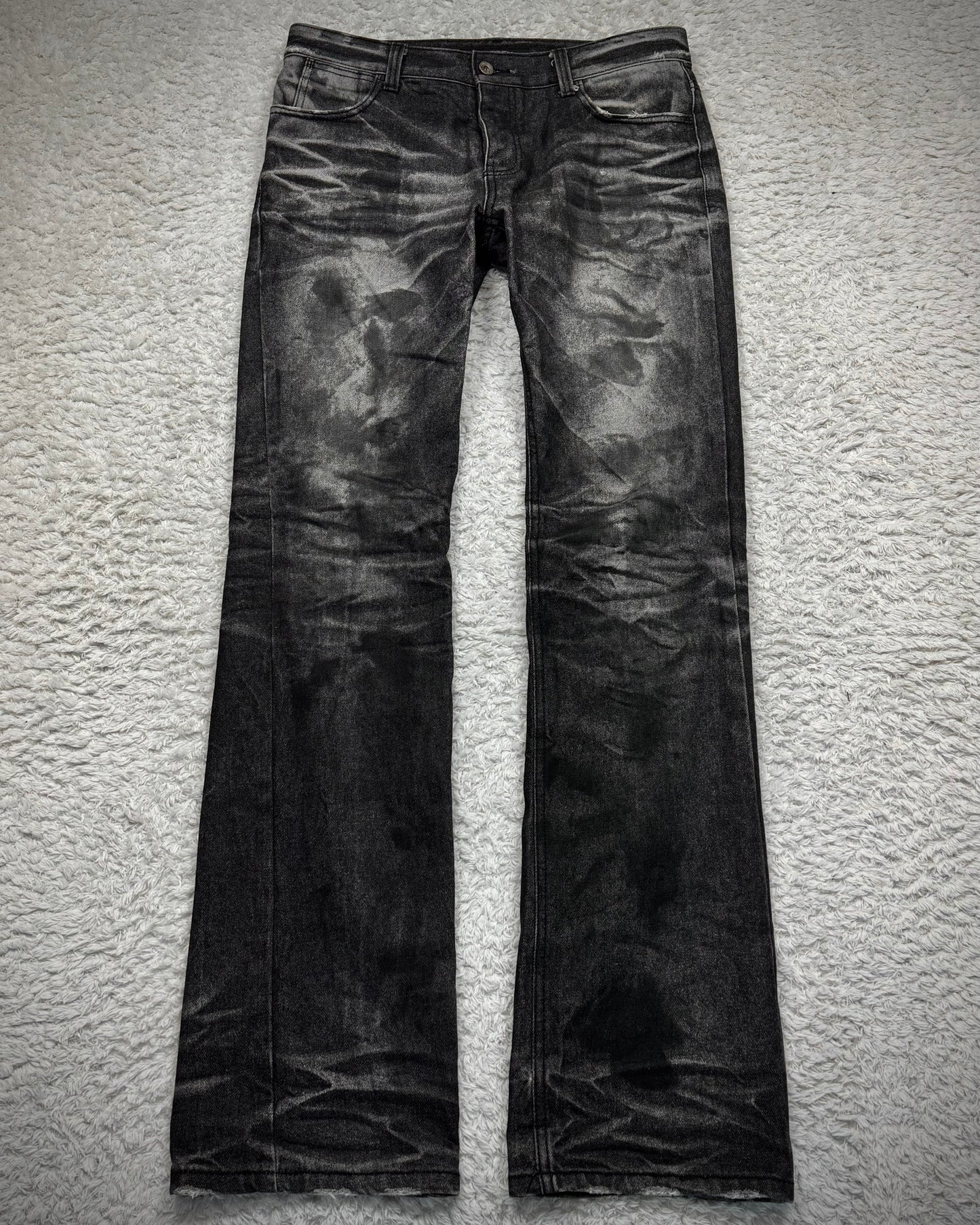 Of The Neige Charcoal Whisker Washed Bootcut Denim
