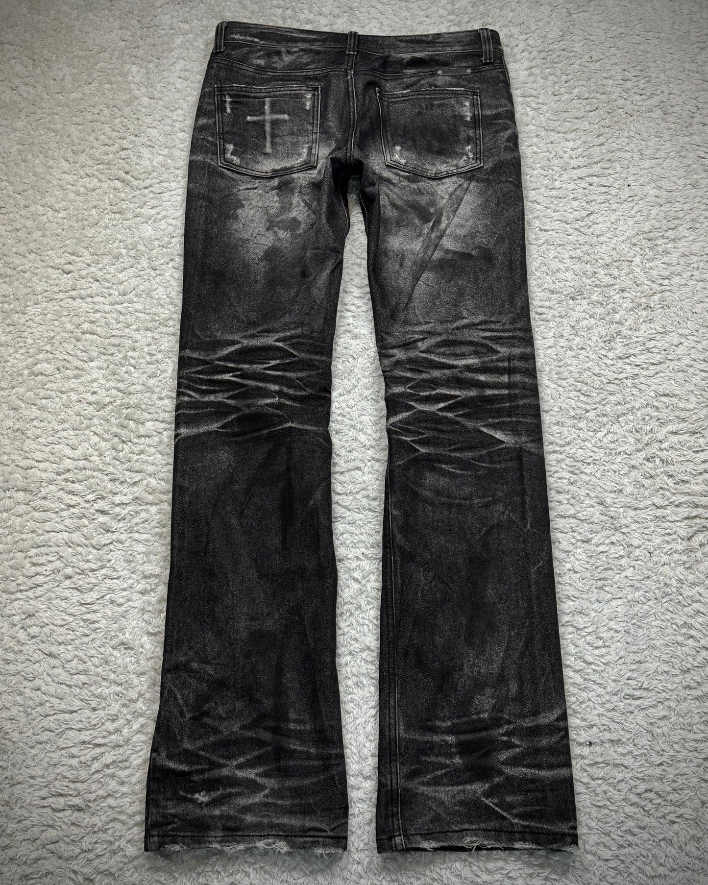 Of The Neige Charcoal Whisker Washed Bootcut Denim