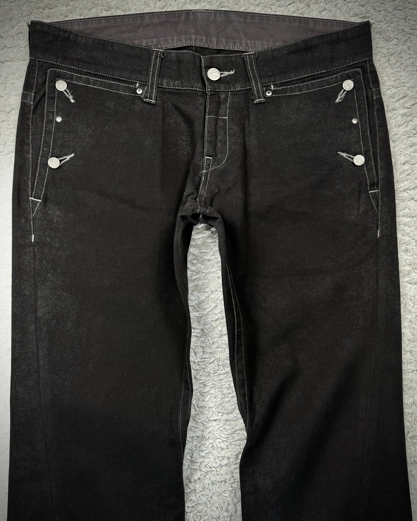 Tornado Mart Waxed Spiral Flared Jeans