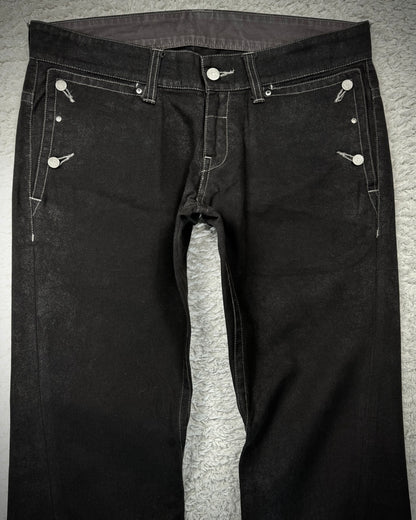 Tornado Mart Waxed Spiral Flared Jeans