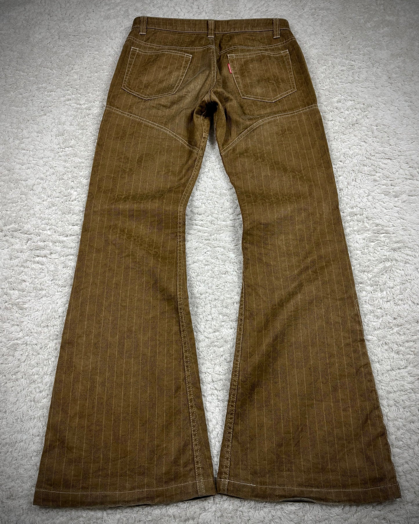 Tornado Mart Vintage Woven Pattern Lace Up Flared Pants