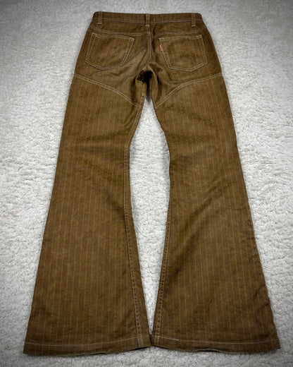 Tornado Mart Vintage Woven Pattern Lace Up Flared Pants