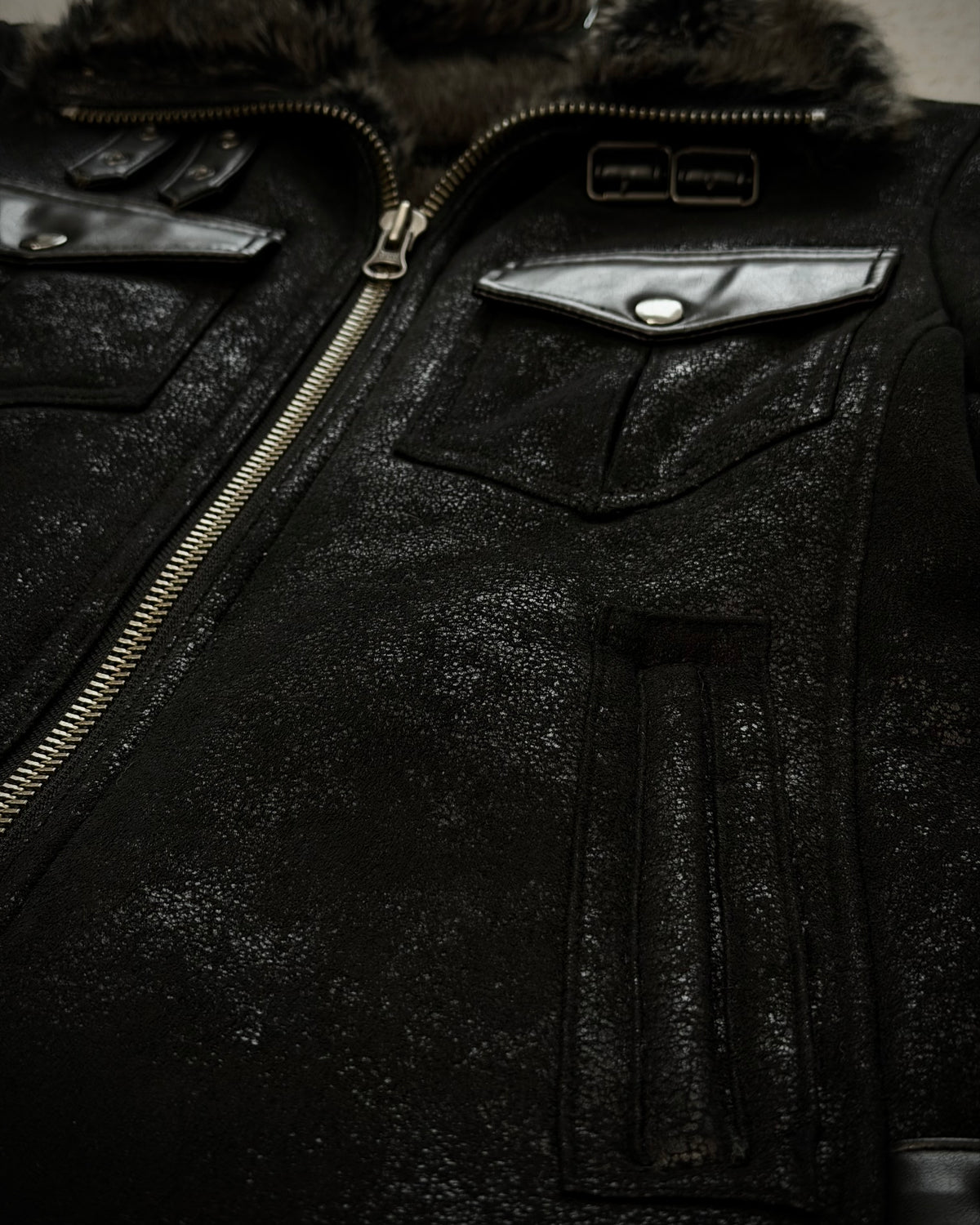 291295=HOMME Luster Textured Full Fur Jacket
