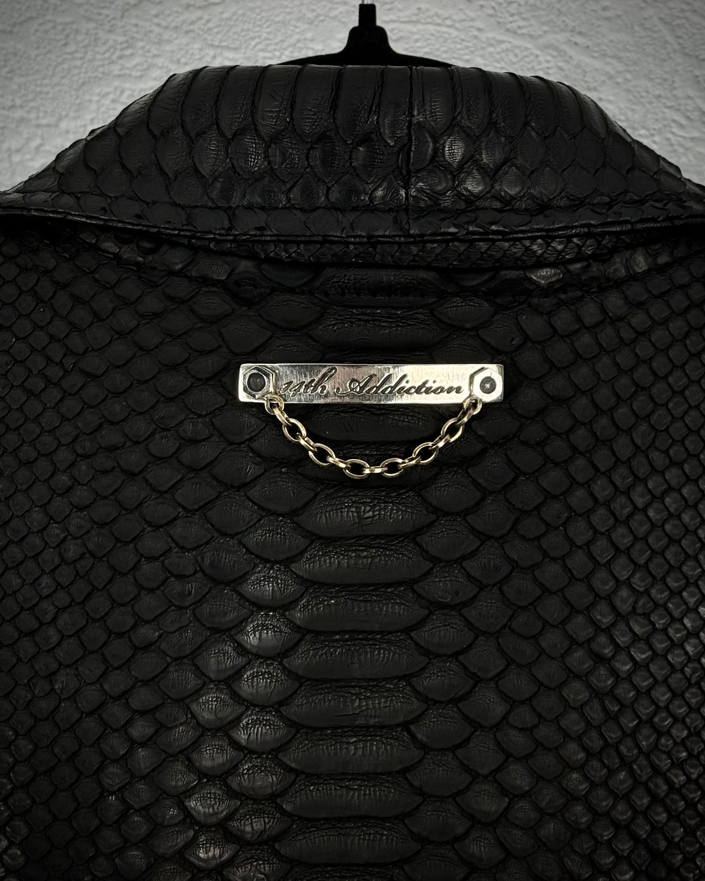 14th Addiction “10 Pythons” Pierced Leather Rider Jacket