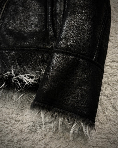 Semantic Design Luster Textured Fur Interior Hooded Jacket